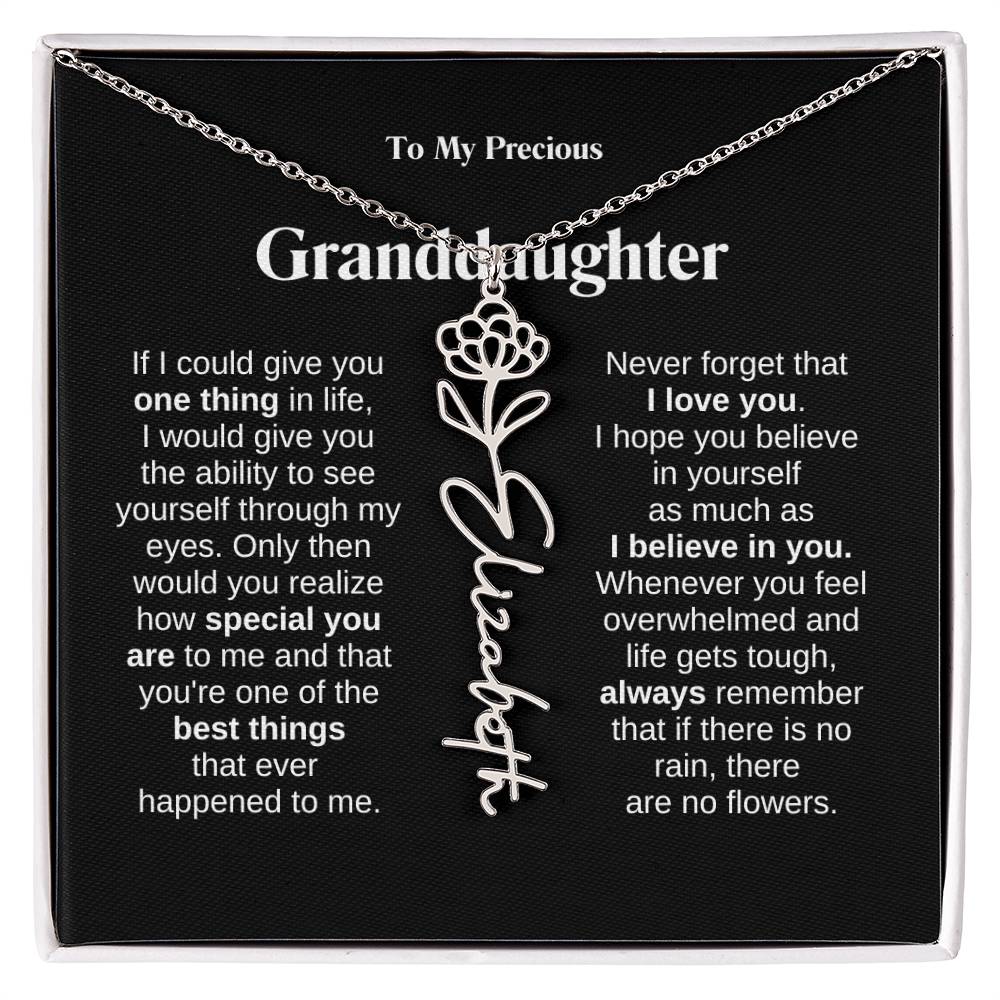 To My Granddaughter Flower Name Necklace