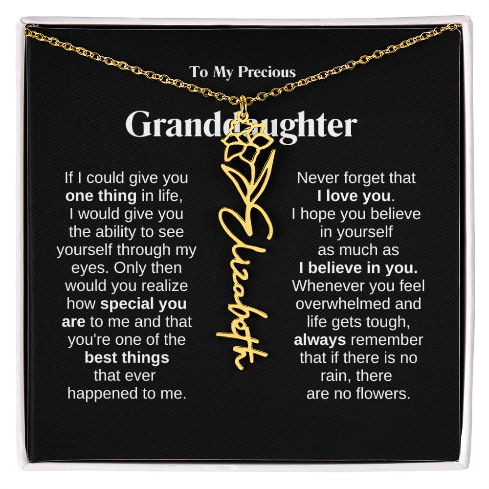 To My Granddaughter Flower Name Necklace
