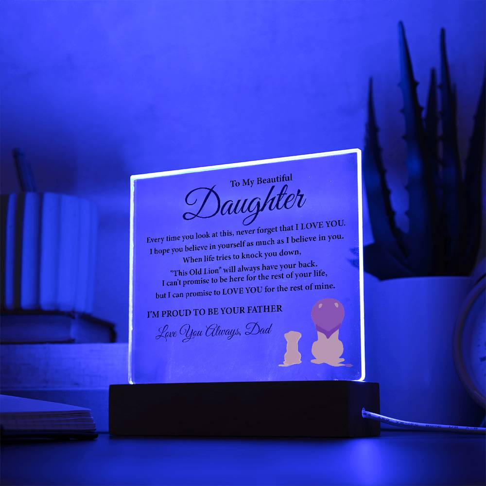 "To My Daughter" LED Acrylic Plaque – A Heartfelt Gift from Dad