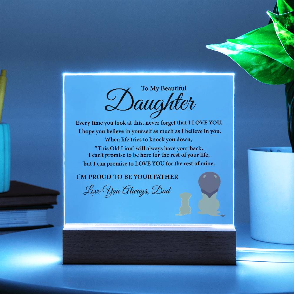 "To My Daughter" LED Acrylic Plaque – A Heartfelt Gift from Dad