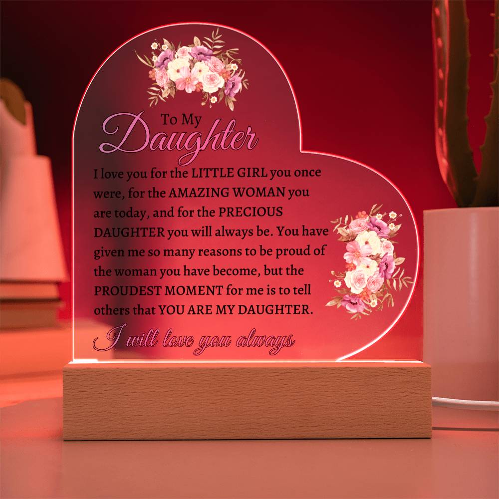 Daughter | Heart Shaped Acrylic LED Light