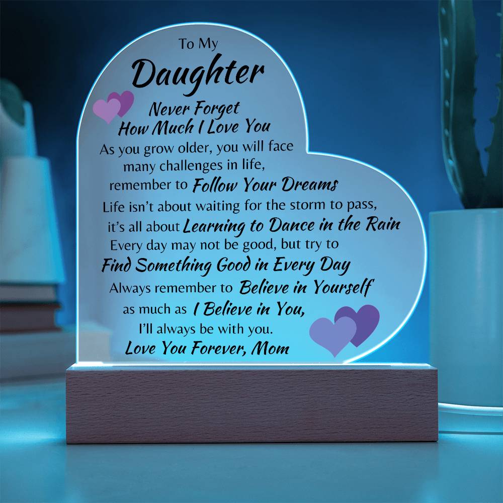 To My Daughter, From Mom | Heart Acrylic Plaque
