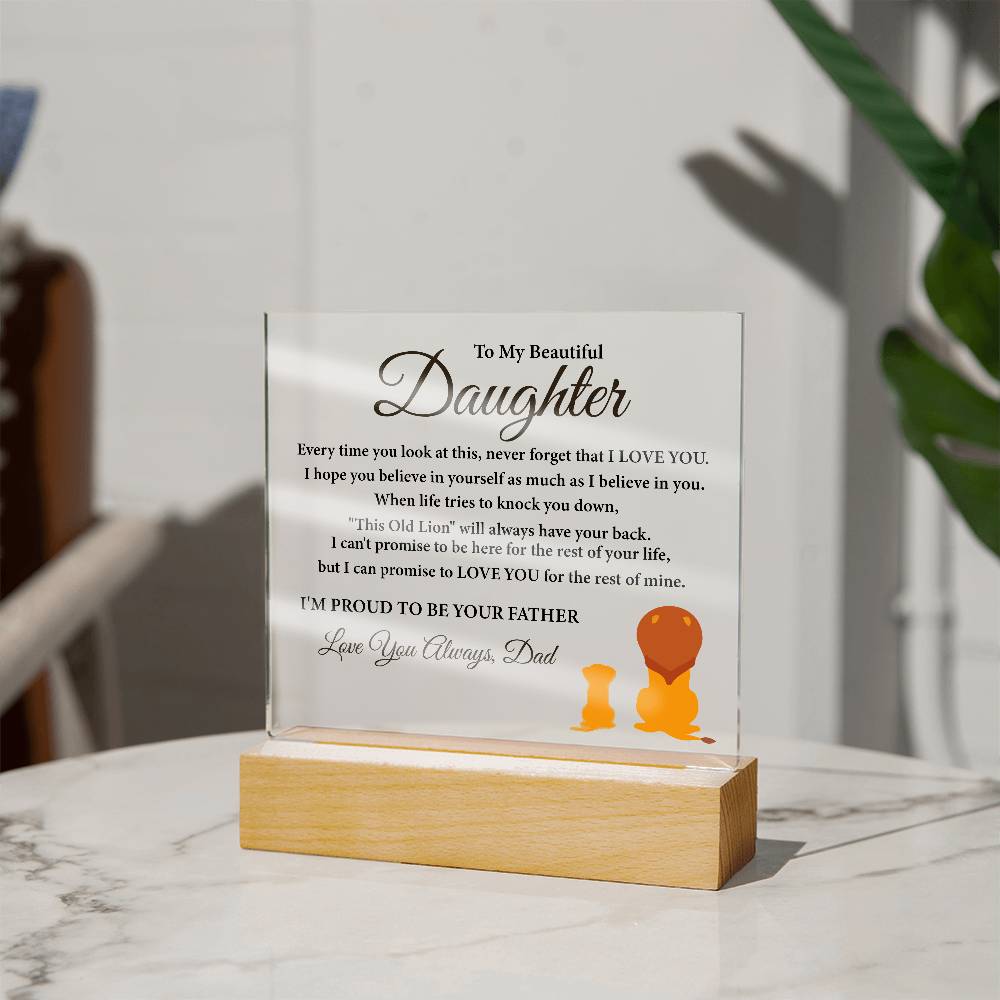 "To My Daughter" LED Acrylic Plaque – A Heartfelt Gift from Dad