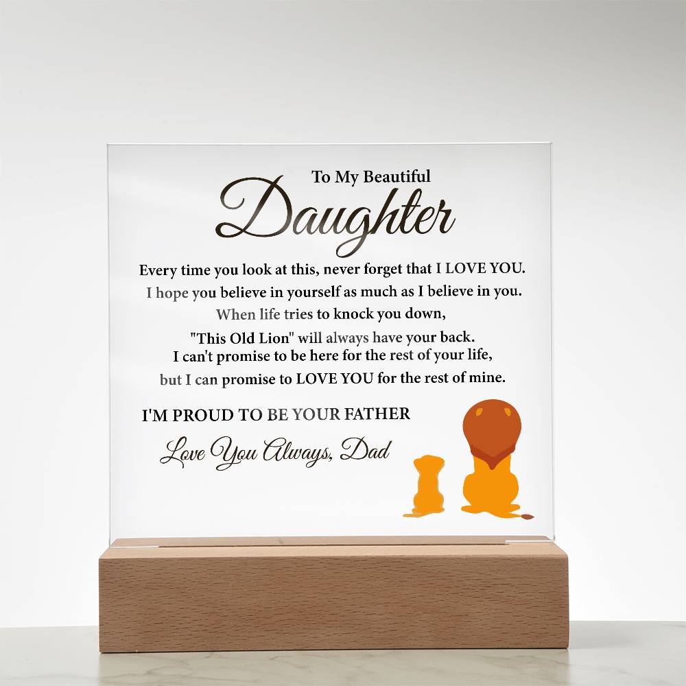 "To My Daughter" LED Acrylic Plaque – A Heartfelt Gift from Dad