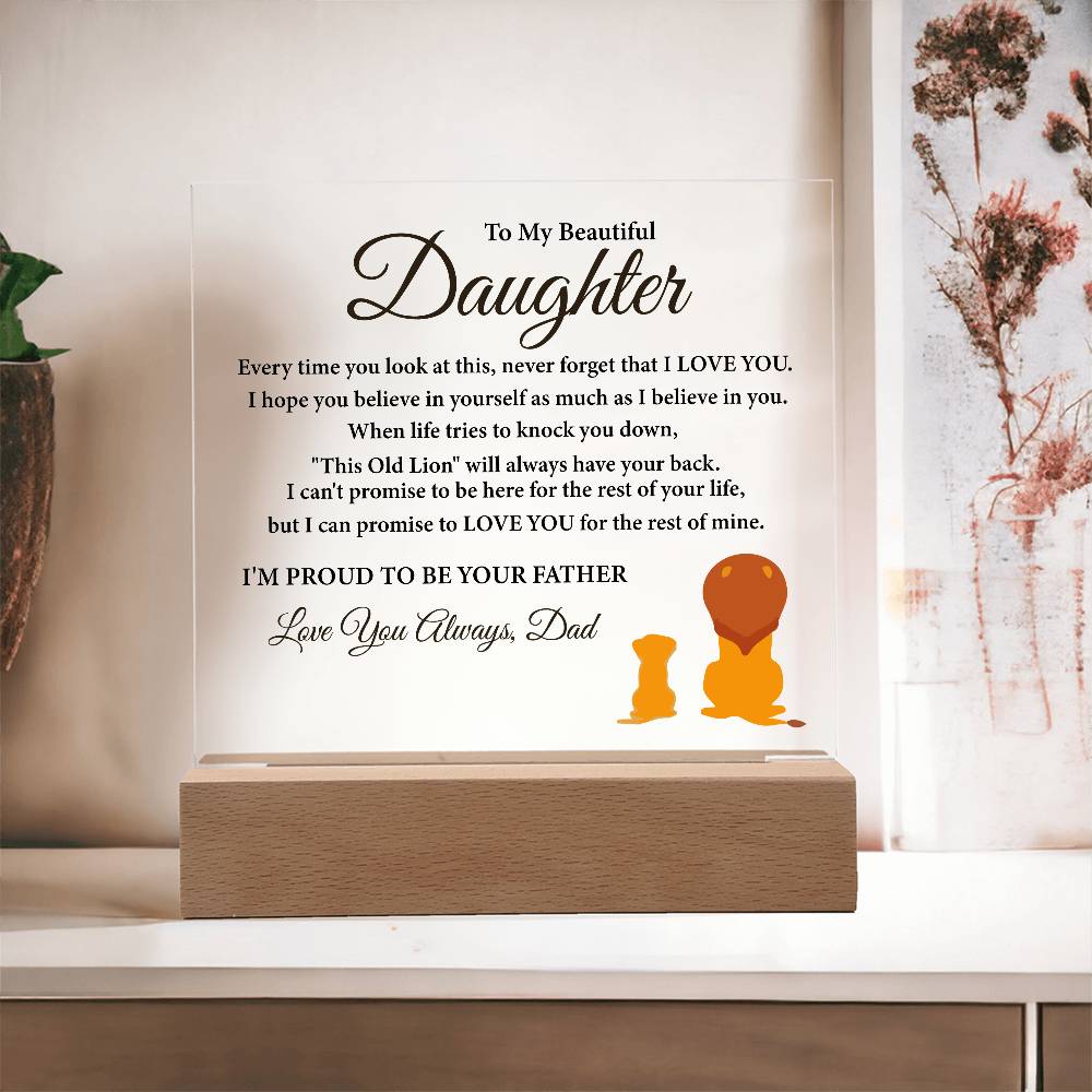 "To My Daughter" LED Acrylic Plaque – A Heartfelt Gift from Dad