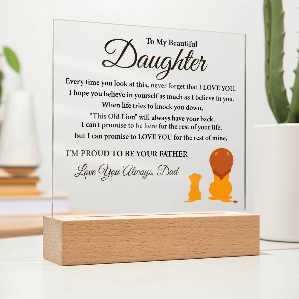 "To My Daughter" LED Acrylic Plaque – A Heartfelt Gift from Dad