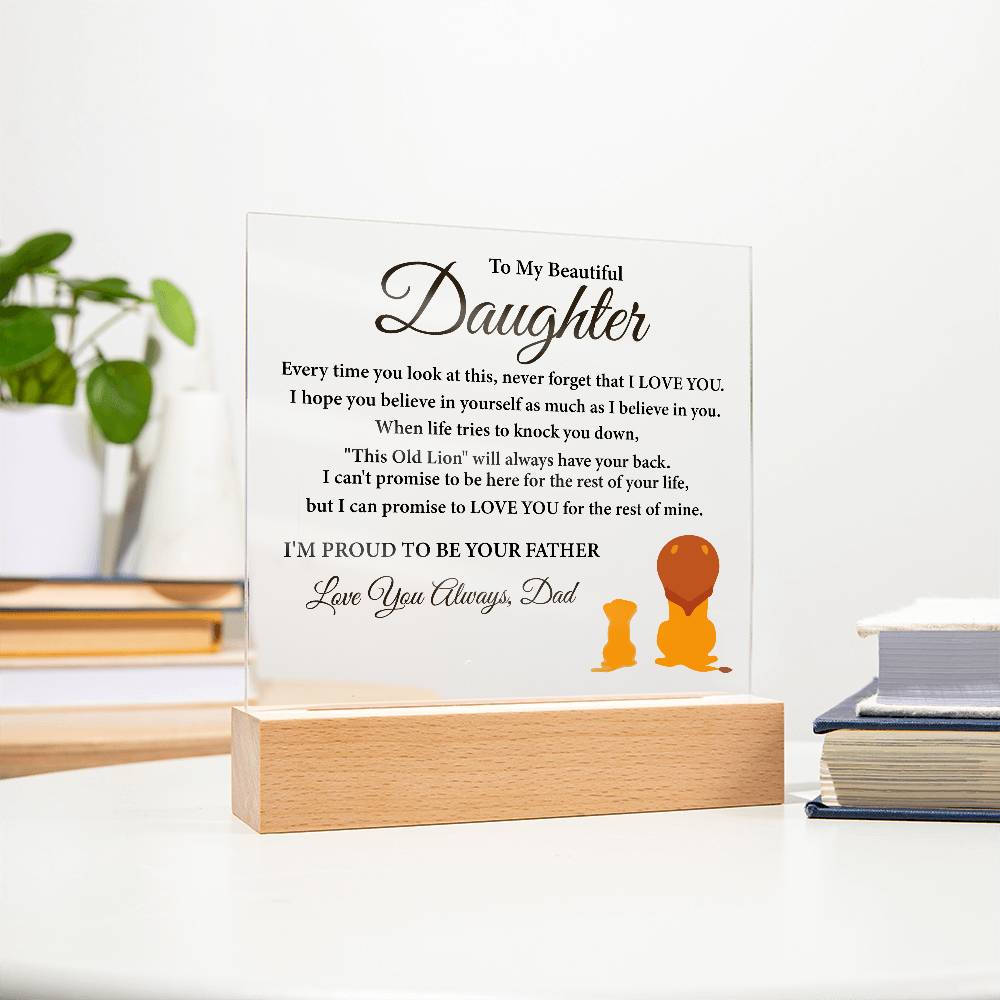"To My Daughter" LED Acrylic Plaque – A Heartfelt Gift from Dad