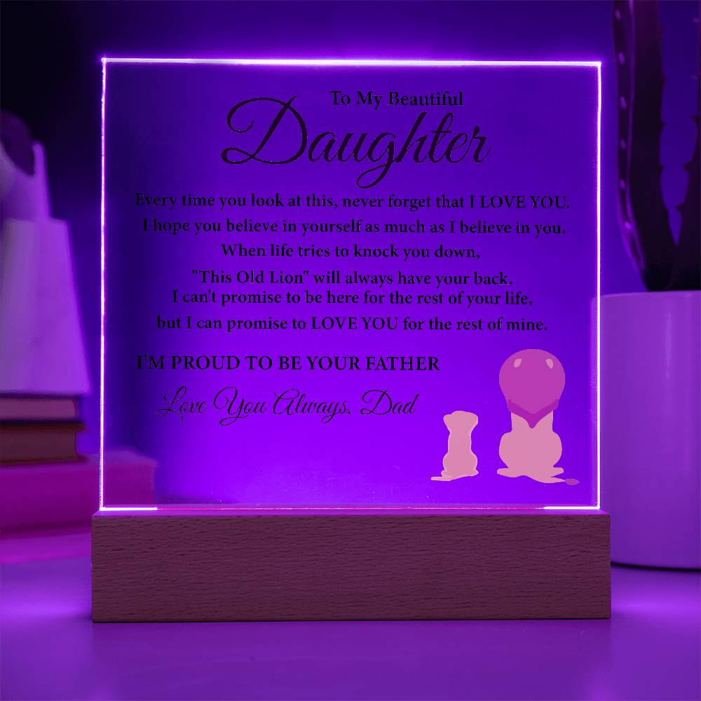 "To My Daughter" LED Acrylic Plaque – A Heartfelt Gift from Dad