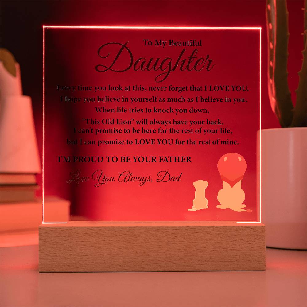 "To My Daughter" LED Acrylic Plaque – A Heartfelt Gift from Dad