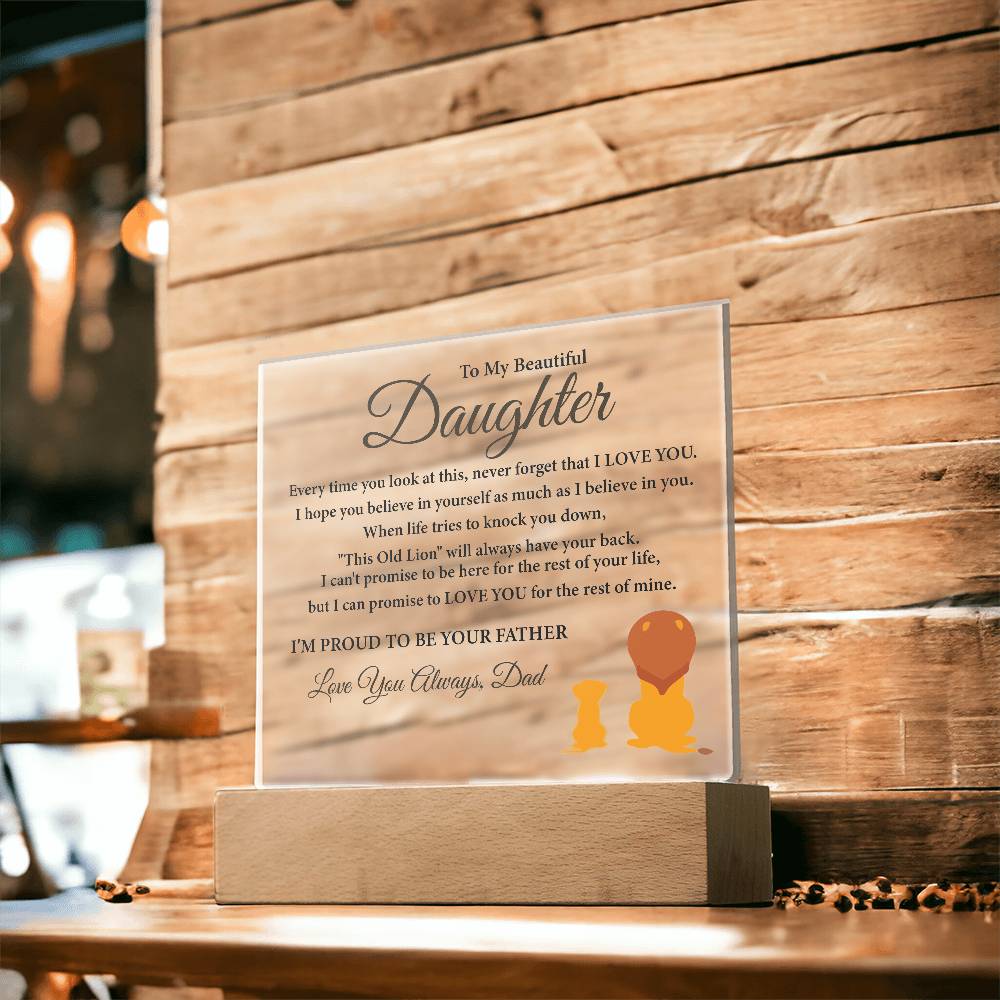 "To My Daughter" LED Acrylic Plaque – A Heartfelt Gift from Dad