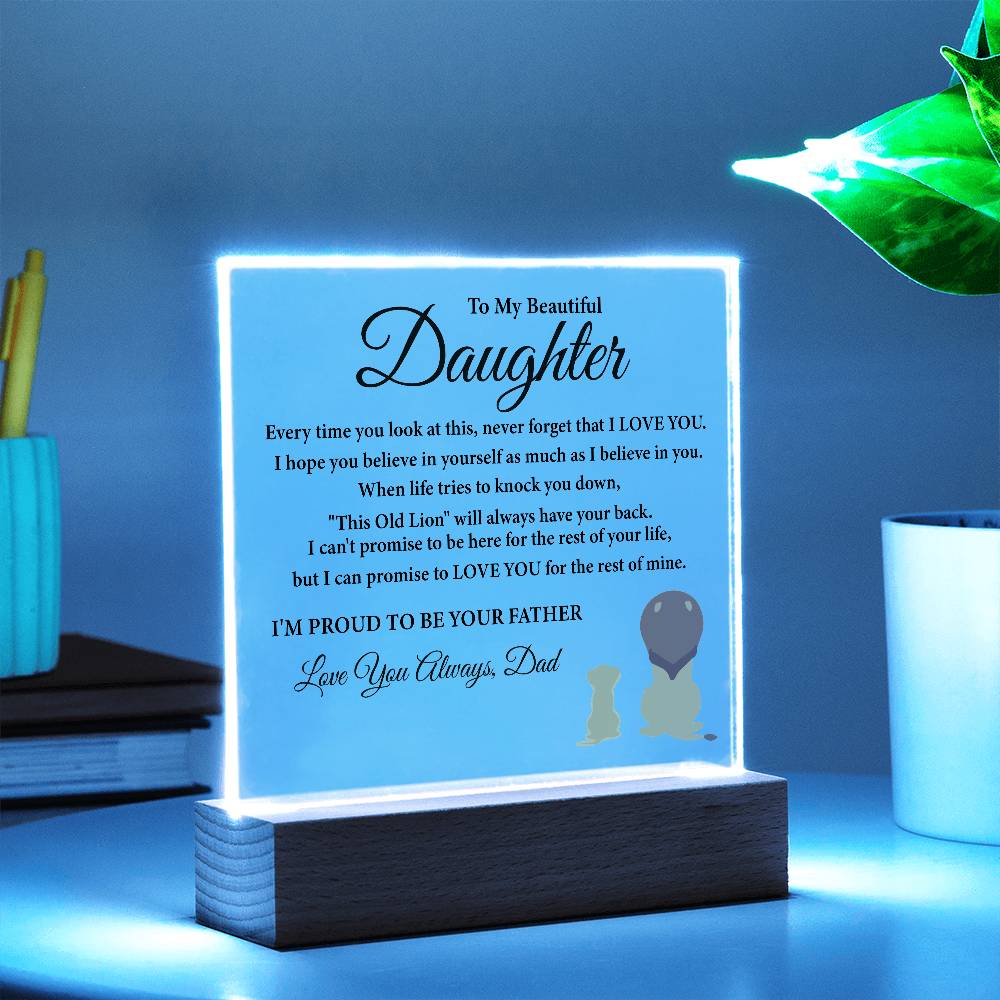 "To My Daughter" LED Acrylic Plaque – A Heartfelt Gift from Dad