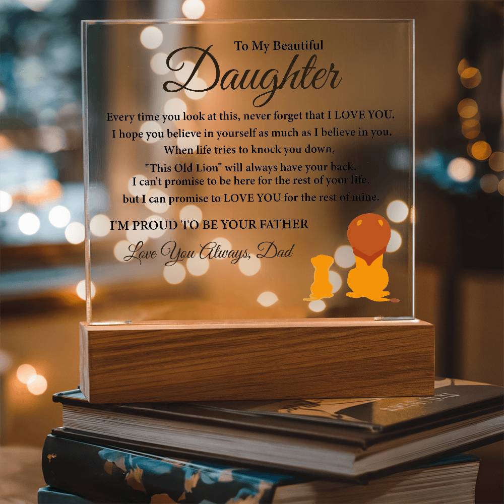 "To My Daughter" LED Acrylic Plaque – A Heartfelt Gift from Dad