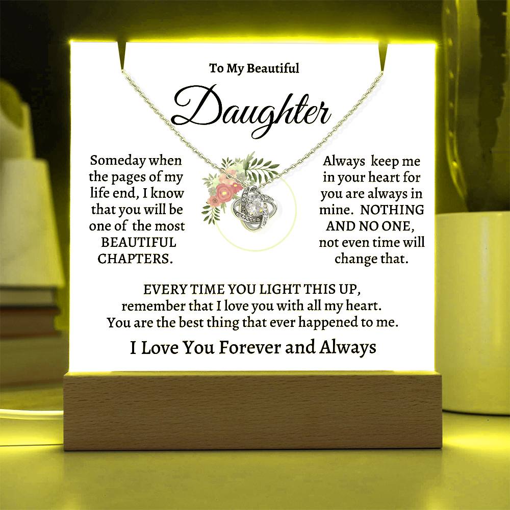 Daughter Keepsake Acrylic Gift w/ Love Knot Necklace