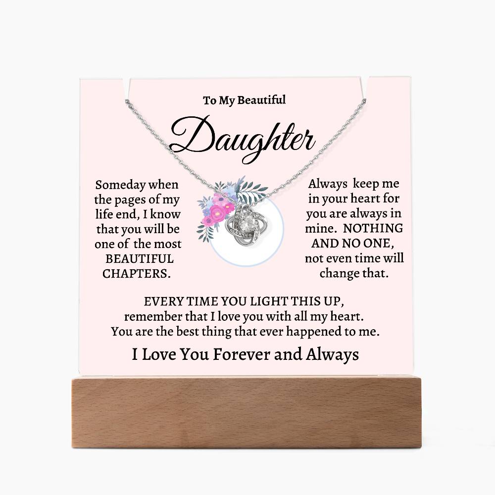 Daughter Keepsake Acrylic Gift w/ Love Knot Necklace