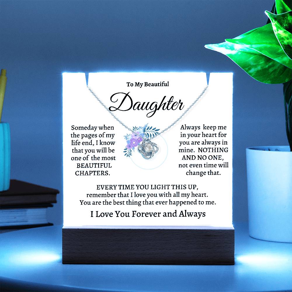 Daughter Keepsake Acrylic Gift w/ Love Knot Necklace