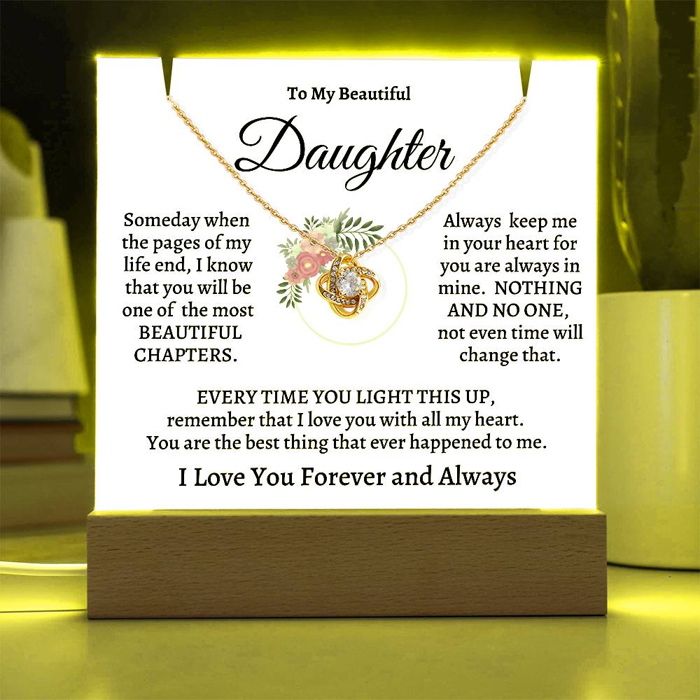 Daughter Keepsake Acrylic Gift w/ Love Knot Necklace