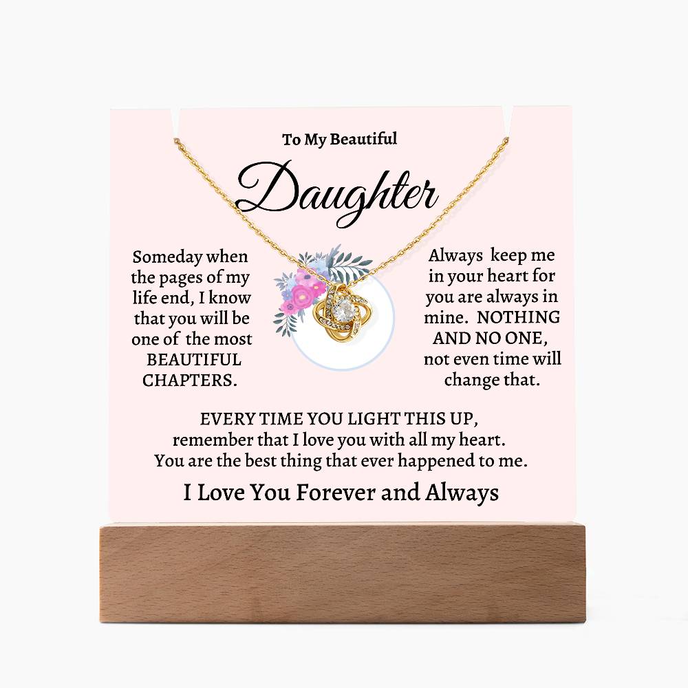 Daughter Keepsake Acrylic Gift w/ Love Knot Necklace