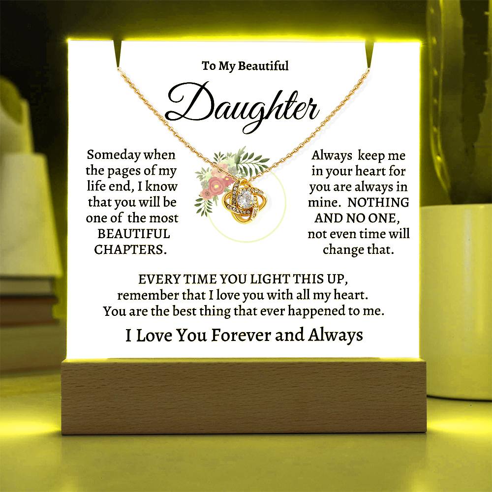 Daughter Keepsake Acrylic Gift w/ Love Knot Necklace