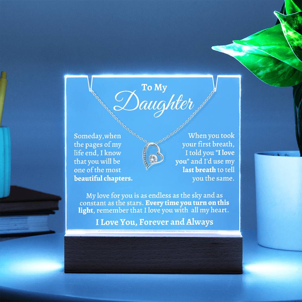 To My Daughter | Keepsake Gift Set---Acrylic Light and Forever Love Necklace