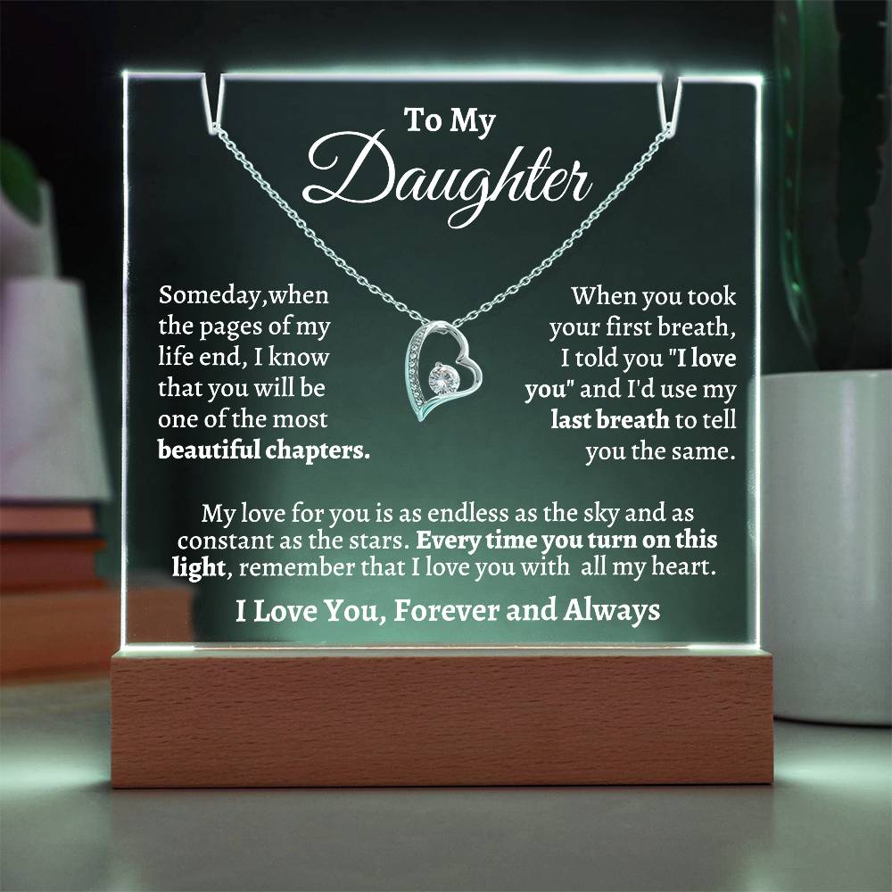 To My Daughter | Keepsake Gift Set---Acrylic Light and Forever Love Necklace