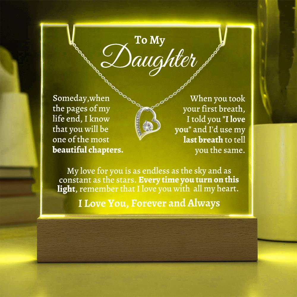To My Daughter | Keepsake Gift Set---Acrylic Light and Forever Love Necklace
