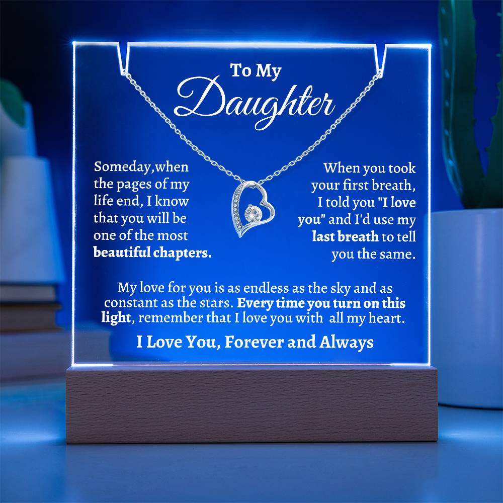 To My Daughter | Keepsake Gift Set---Acrylic Light and Forever Love Necklace