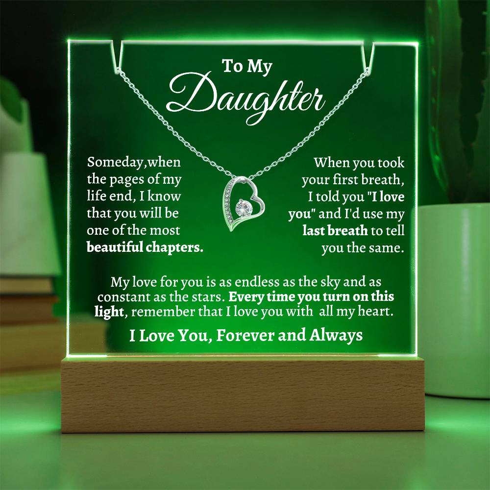 To My Daughter | Keepsake Gift Set---Acrylic Light and Forever Love Necklace