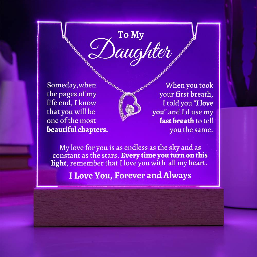 To My Daughter | Keepsake Gift Set---Acrylic Light and Forever Love Necklace