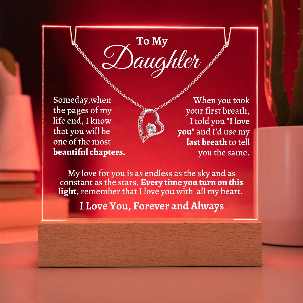 To My Daughter | Keepsake Gift Set---Acrylic Light and Forever Love Necklace