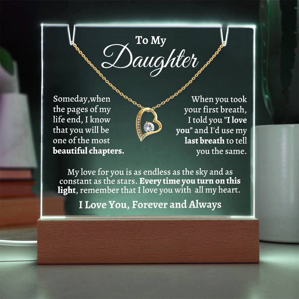 To My Daughter | Keepsake Gift Set---Acrylic Light and Forever Love Necklace