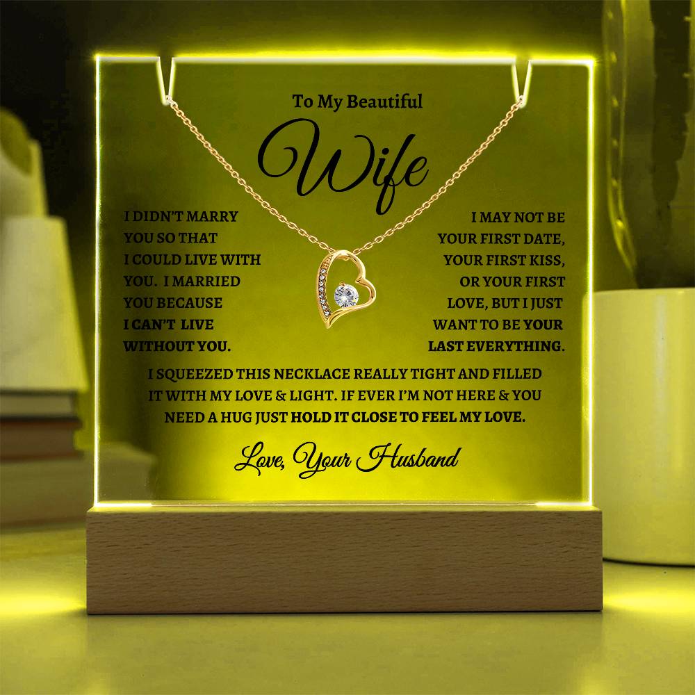 To My Wife | Alluring Love Keepsake Gift Set - Acrylic LED ligth and Necklace