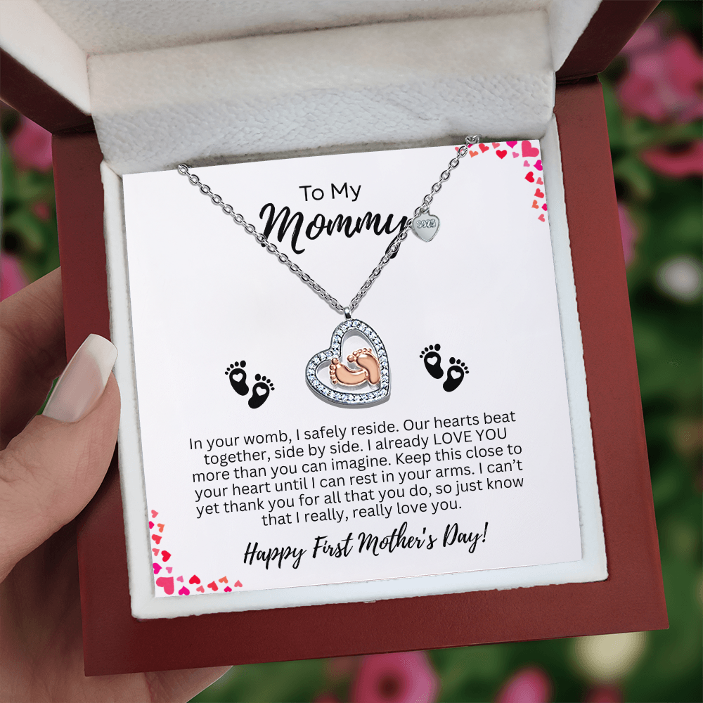 Mommy to Be Baby Feet Necklace | Happy Mother's Day
