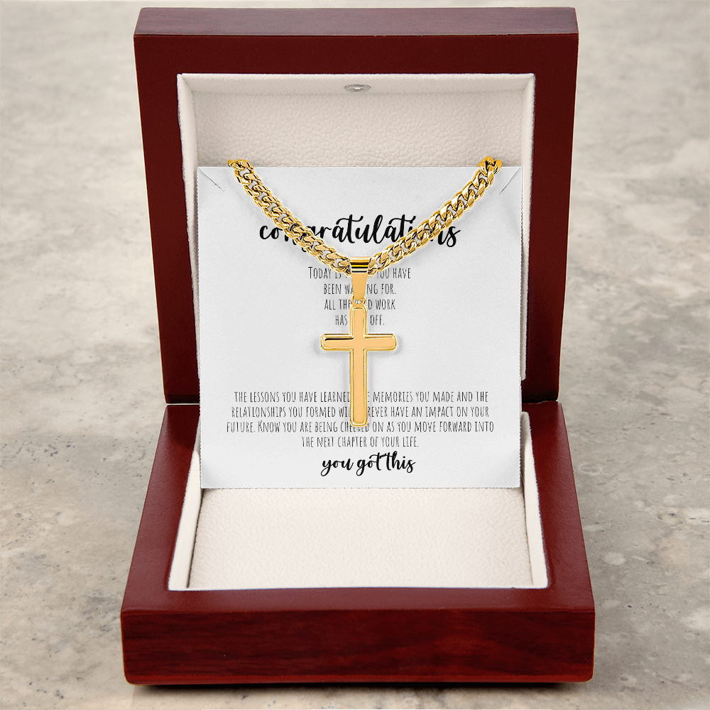 Personalized Cross with Cuban Link Chain