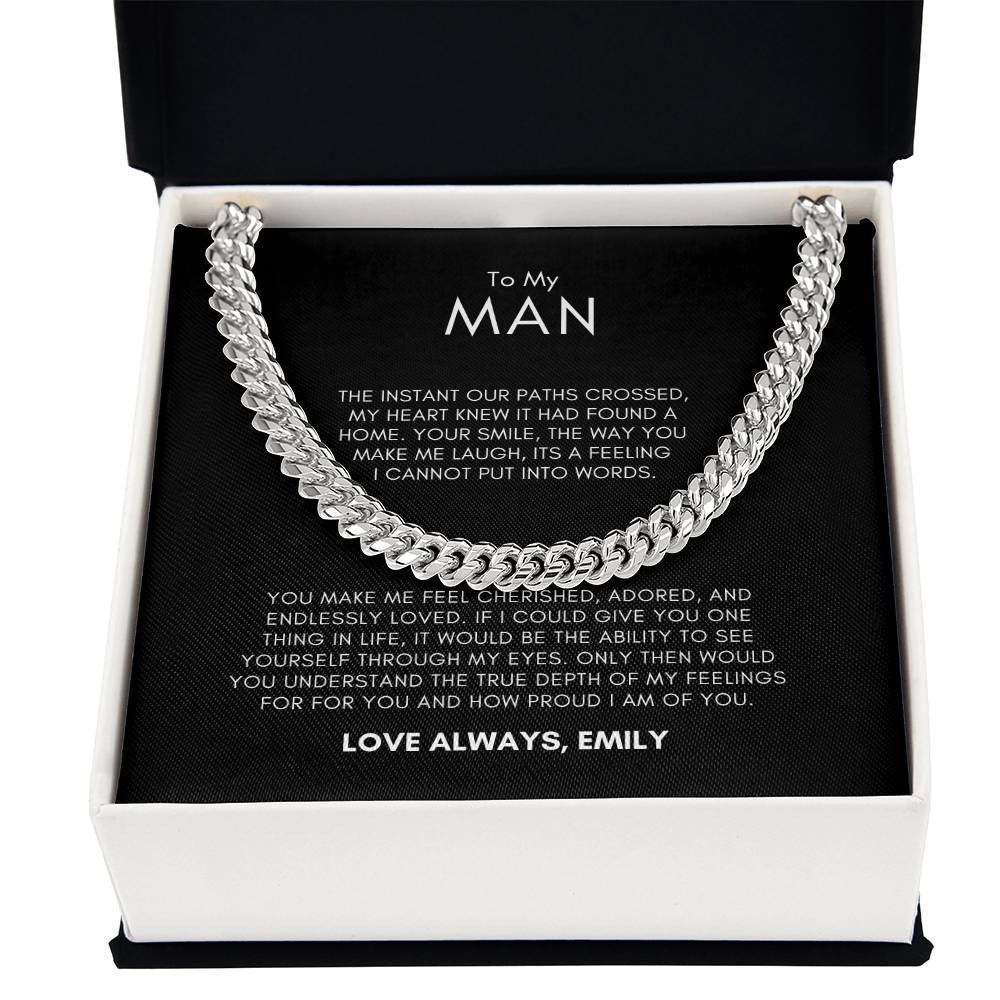 PERSONALIZED | To My Man--Our Paths Crossed-- Cuban Link Chain