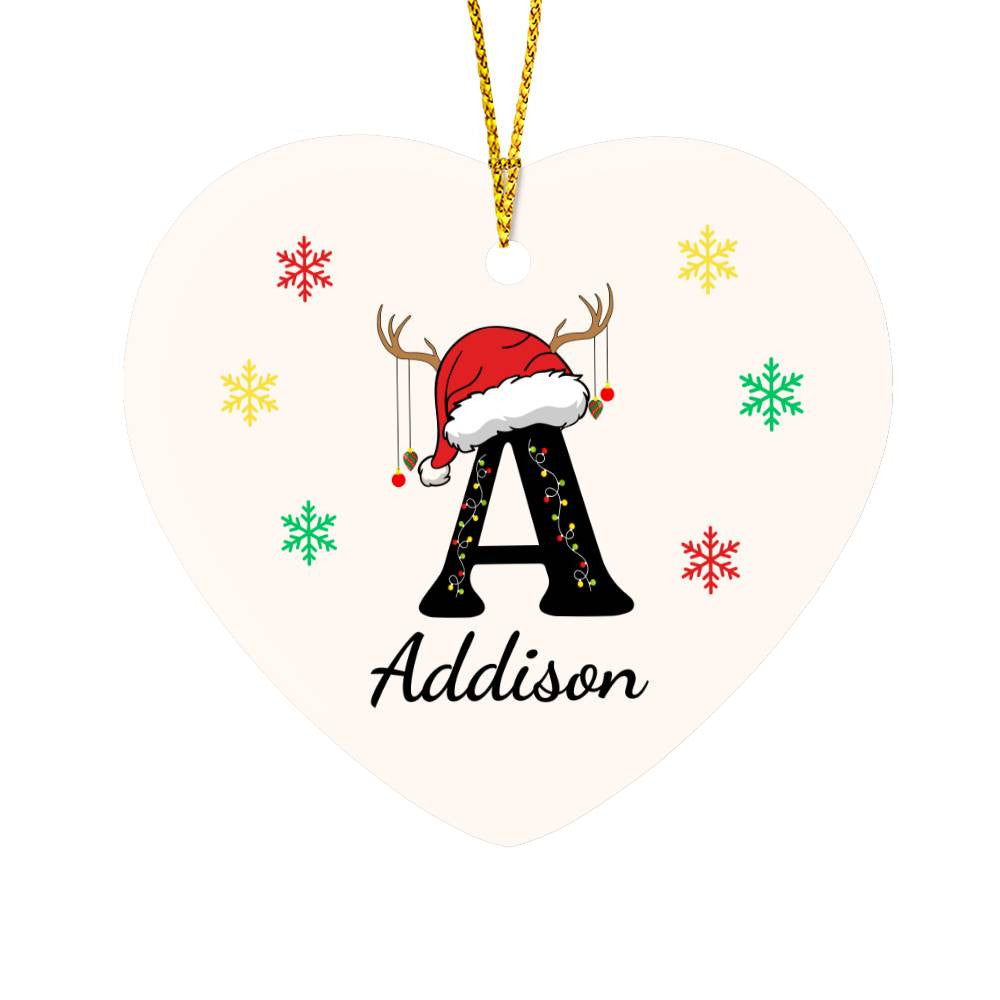 Personalized 2024 Letter Name Ornament – Heart-Shaped Holiday Keepsake