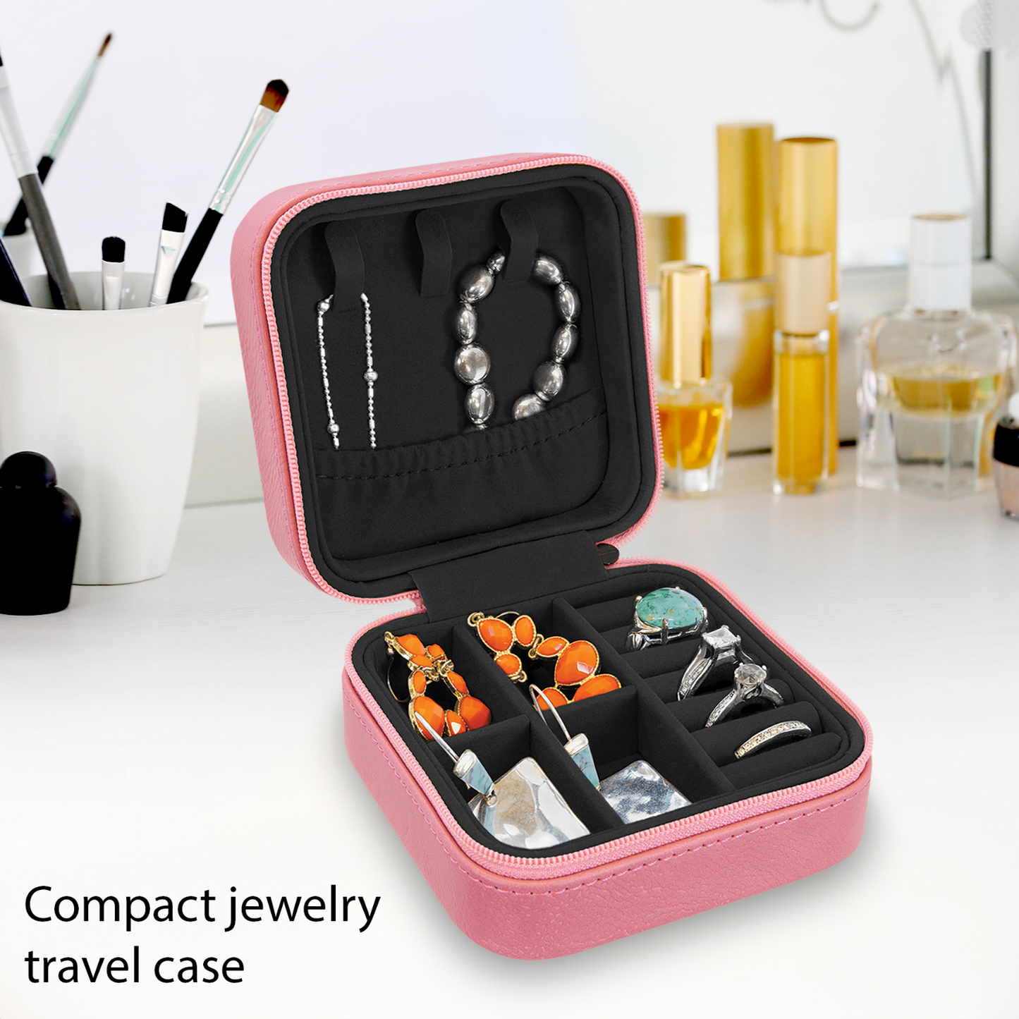 ✨ Personalized Birth Flower Travel Jewelry Box – Custom Name Gift