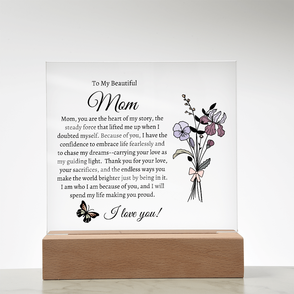 Mom's Birthflower Coquette Acrylic Plaque β A Timeless Tribute to Motherhood - Bill and Dot's Finds