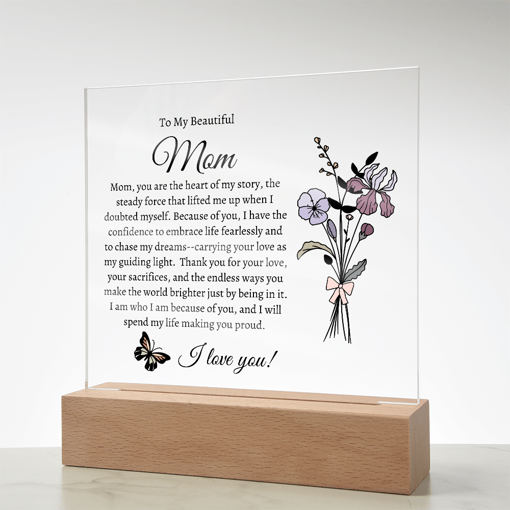 Mom's Birthflower Coquette Acrylic Plaque β A Timeless Tribute to Motherhood - Bill and Dot's Finds