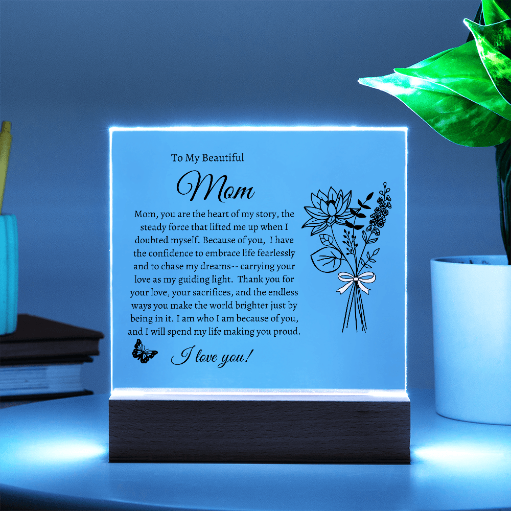 Mom's Birthflower Coquette Acrylic Plaque β A Timeless Tribute to Motherhood - Bill and Dot's Finds