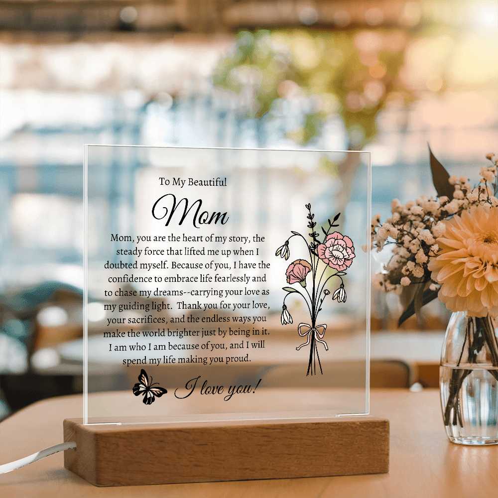 Mom's Birthflower Coquette Acrylic Plaque β A Timeless Tribute to Motherhood - Bill and Dot's Finds