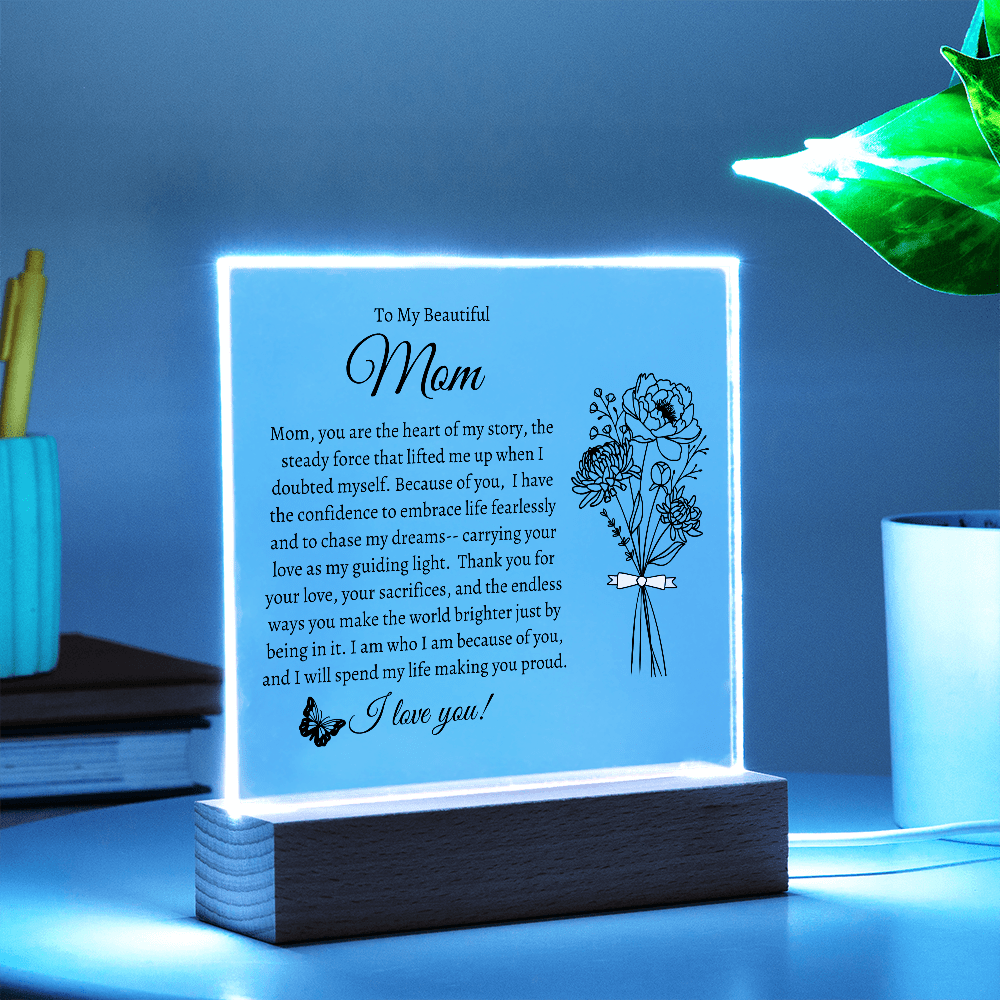 Mom's Birthflower Coquette Acrylic Plaque β A Timeless Tribute to Motherhood - Bill and Dot's Finds