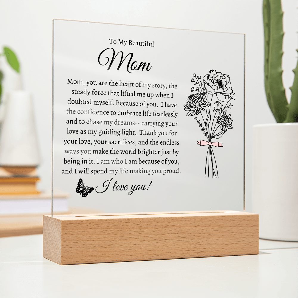 Mom's Birthflower Coquette Acrylic Plaque β A Timeless Tribute to Motherhood - Bill and Dot's Finds