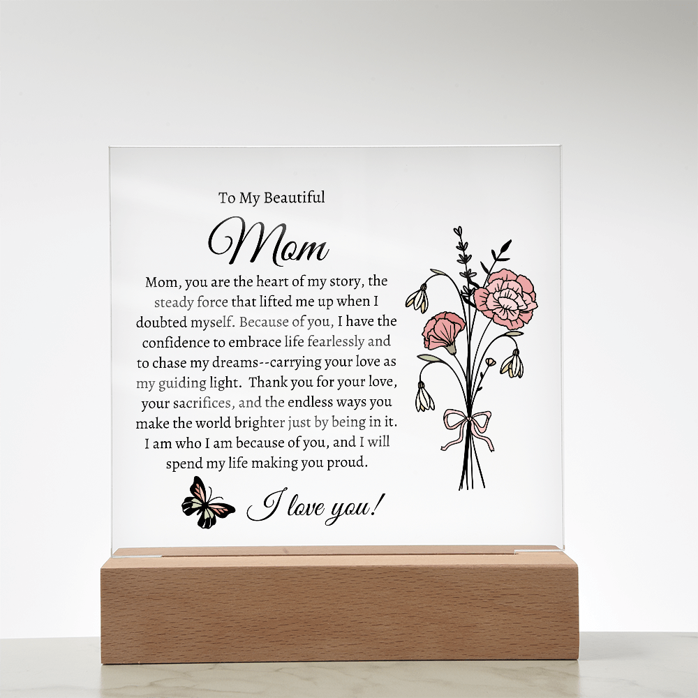 Mom's Birthflower Coquette Acrylic Plaque β A Timeless Tribute to Motherhood - Bill and Dot's Finds