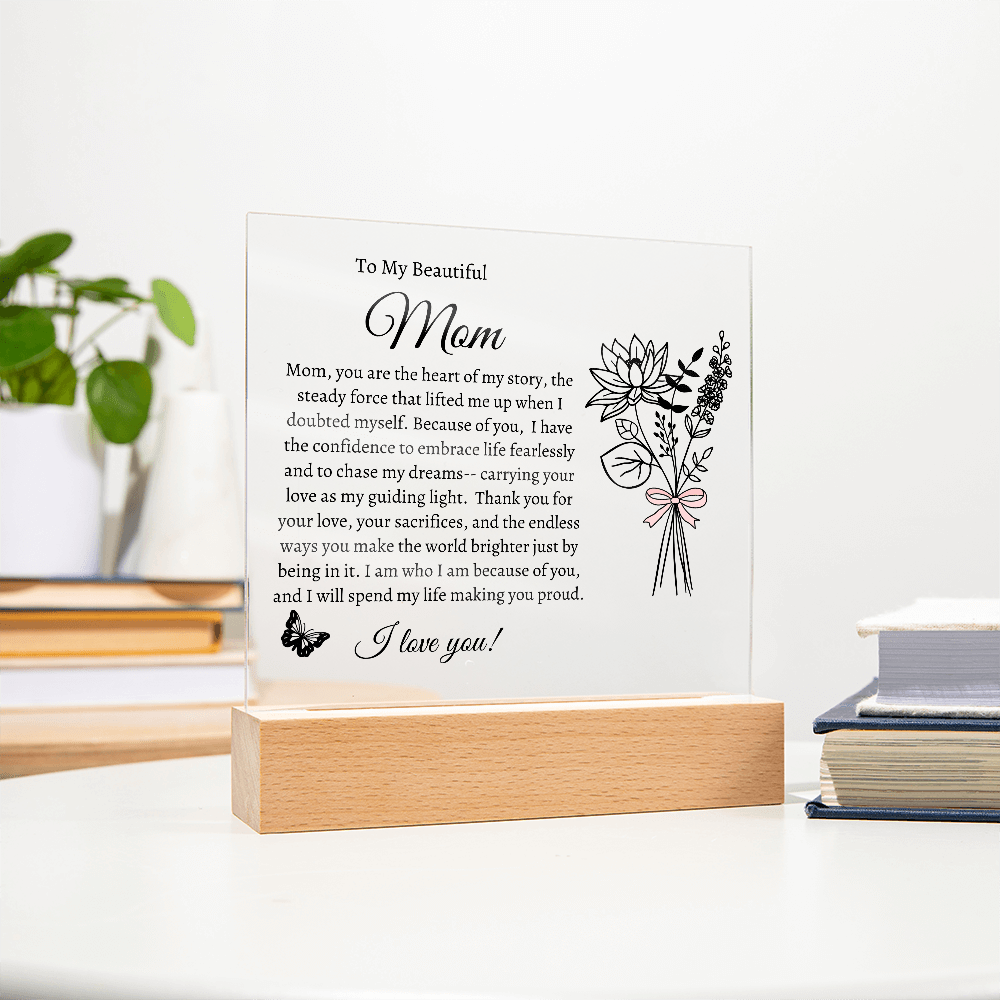 Mom's Birthflower Coquette Acrylic Plaque β A Timeless Tribute to Motherhood - Bill and Dot's Finds