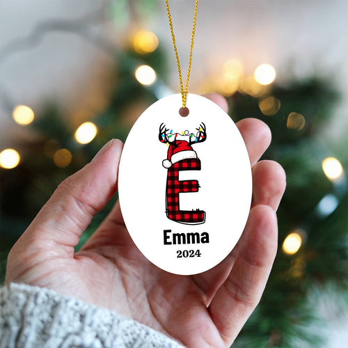 Personalized 2024 Letter Name Ornament | Heart or Oval Holiday Keepsake