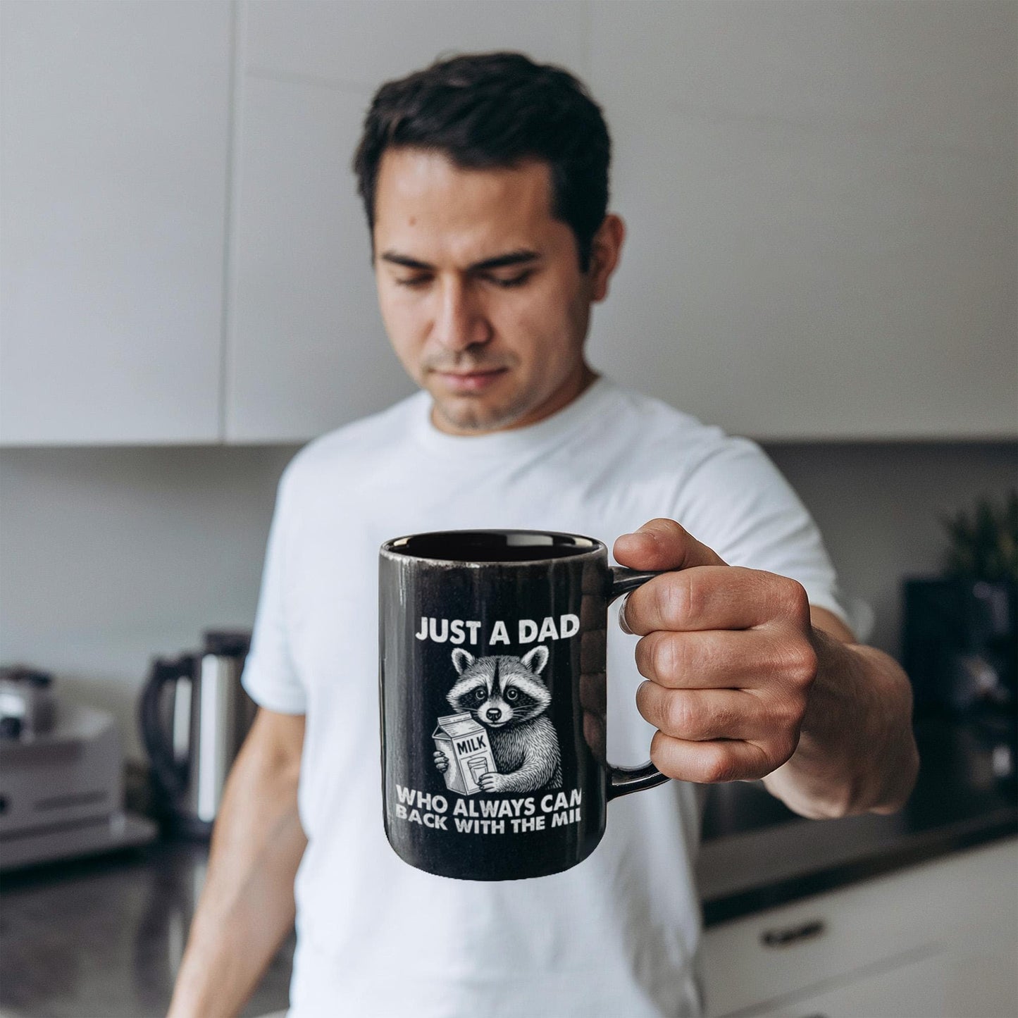 “Just a Dad Who Always Came Back With the Milk” – Black Ceramic Mug (11oz. or 15 oz)