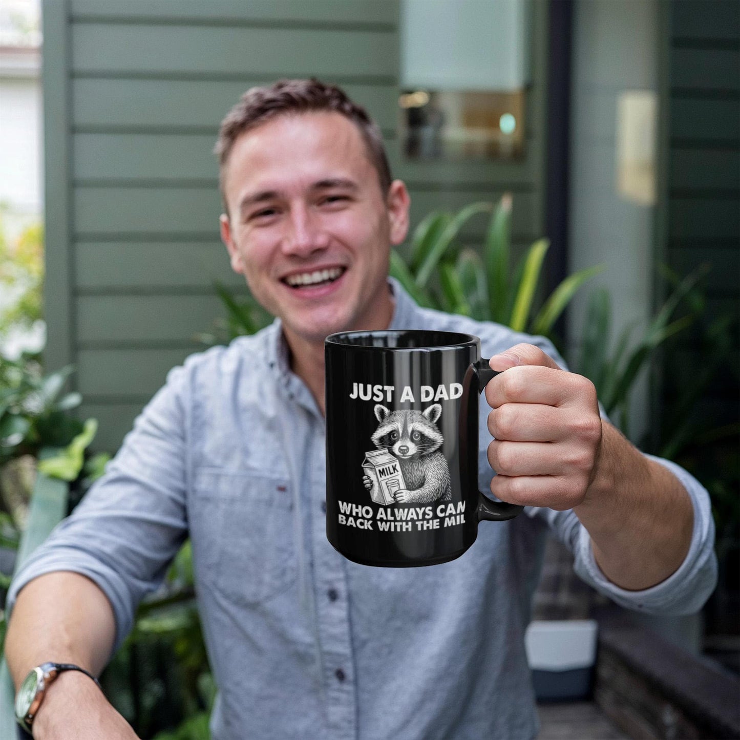 “Just a Dad Who Always Came Back With the Milk” – Black Ceramic Mug (11oz. or 15 oz)