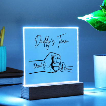 Personalized Daddy's Team Fist Bump Acrylic LED Night Light