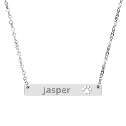 Cutout Paw Bar Necklace (Engraving)