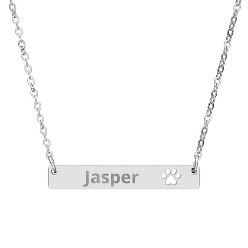 Cutout Paw Bar Necklace (Engraving)